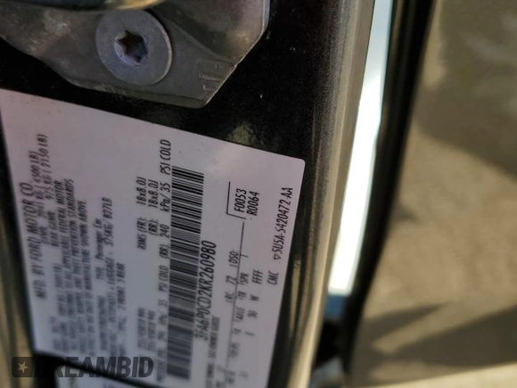 2019 Ford Fusion SEL with VIN 3FA6P0CD2KR260980, listed as a Copart auction lot 50993605 with 91,295 mi miles and Salvage Title. Bid and sale history available at carsss.com. Image 12.
