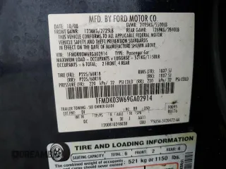 2009 Ford Taurus X Limited with VIN 1FMDK03W69GA02914, listed as a Copart auction lot 51700375 with 161,958 mi miles and Clean title. Bid and sale history available at DreamBid. Image 14.