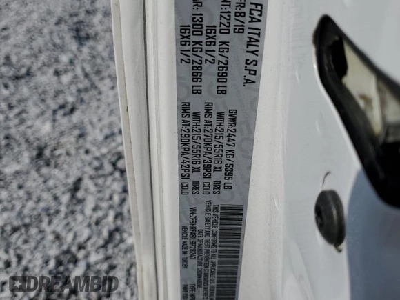 2020 Ram ProMaster City Cargo Tradesman with VIN ZFBHRFAB1L6P28247, listed as a Copart auction lot 59265814 with Not Provided miles and Salvage Title. Bid and sale history available at DreamBid. Image 13.