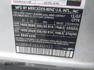 2008 Mercedes-Benz M 350 z VIN 4JGBB86E68A362923, wystawiony jako IAAI lot #42190609 z przebiegiem 131 792 mil mil oraz . Historia ofert i sprzedaży dostępna na DreamBid. Obrazek 9.