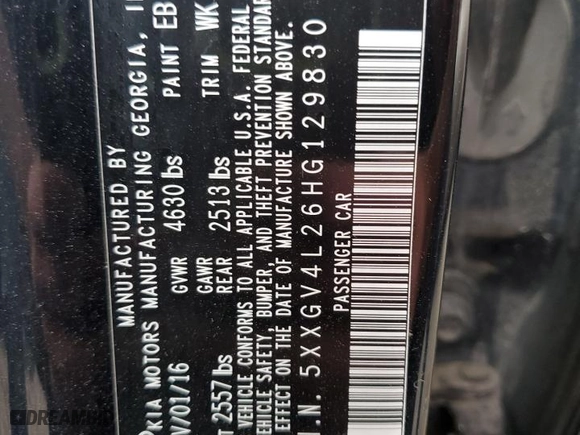 2017 Kia Optima SX Limited with VIN 5XXGV4L26HG129830, listed as a Copart auction lot 78158834 with 115,582 mi miles and Clean Title. Bid and sale history available at carsss.com. Image 12.