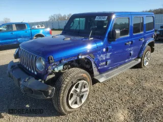 2018 Jeep Wrangler Unlimited Sahara z VIN 1C4HJXENXJW262779, wystawiony jako Copart lot #47882345 z przebiegiem Nie podano mil oraz Szkoda całkowita • Salvage title. Historia ofert i sprzedaży dostępna na DreamBid. Obrazek 1.