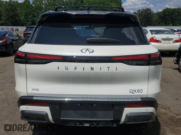 2025 Infiniti QX60 Autograph with VIN 5N1AL1HU5SC341027, listed as a Copart auction lot 65010435 with 5,180 mi miles and Salvage title. Bid and sale history available at DreamBid. Image 6.