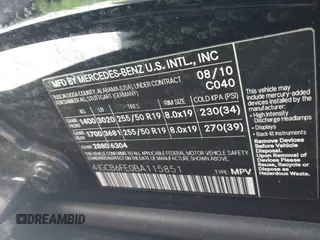 2011 Mercedes-Benz R-Class R 350 with VIN 4JGCB6FE0BA115851, listed as a IAAI auction lot 41539182 with 108,517 mi miles. Bid and sale history available at carsss.com. Image 9.