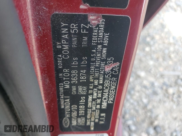 2011 Hyundai Accent GLS z VIN KMHCN4AC8BU534935, wystawiony jako Copart lot #44384775 z przebiegiem 137 328 mil mil oraz Szkoda całkowita • Salvage title. Historia ofert i sprzedaży dostępna na DreamBid. Obrazek 12.