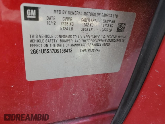 2013 Cadillac XTS Platinum z VIN 2G61U5S37D9158413, wystawiony jako Copart lot #48701605 z przebiegiem 45 597 mil mil oraz Szkoda całkowita • Salvage title. Historia ofert i sprzedaży dostępna na DreamBid. Obrazek 12.