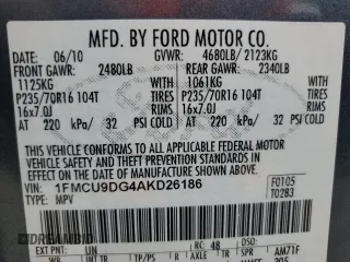 2010 Ford Escape XLT с VIN 1FMCU9DG4AKD26186, выставлен на аукционе Copart как лот 58501975 с пробегом 156 470 миль миль и Чистый • Clean title. История ставок и продаж доступна на DreamBid. Изображение 14.