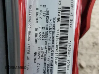 2014 Mazda 6 i Sport with VIN JM1GJ1U60E1147114, listed as a Copart auction lot 52855015 with 202,139 mi miles and Salvage Title. Bid and sale history available at DreamBid. Image 13.