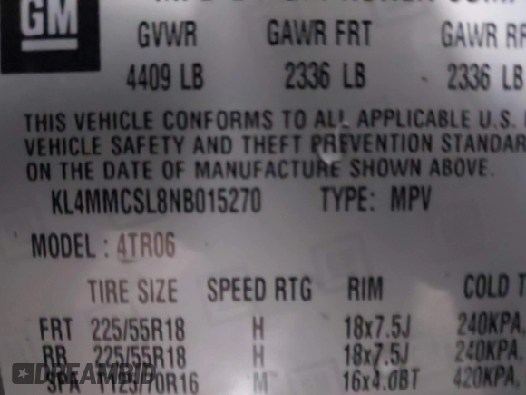 2022 Buick Encore GX Preferred с VIN KL4MMCSL8NB015270, выставлен на аукционе IAAI как лот 41483714 с пробегом 33 739 миль миль и . История ставок и продаж доступна на DreamBid. Изображение 9.