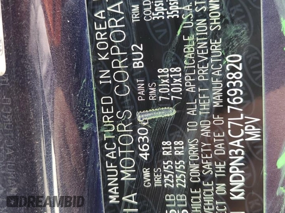 2020 Kia Sportage EX z VIN KNDPN3AC7L7693820, wystawiony jako Copart lot #54307605 z przebiegiem 68 419 mil mil oraz Szkoda całkowita • Salvage title. Historia ofert i sprzedaży dostępna na DreamBid. Obrazek 13.