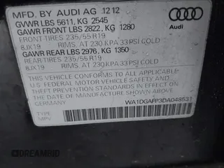 2013 Audi Q5 Premium Plus with VIN WA1DGAFP3DA048531, listed as a IAAI auction lot 41953069 with 153,973 mi miles and . Bid and sale history available at DreamBid. Image 9.
