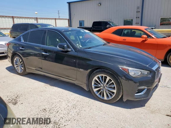 2018 Infiniti Q50 Luxe with VIN JN1EV7AP9JM352518, listed as a Copart auction lot 52697545 with 66,596 mi miles and Clean title. Bid and sale history available at DreamBid. Image 4.