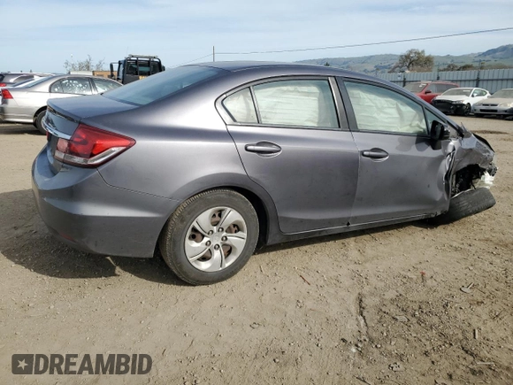 2014 Honda Civic Sedan LX with VIN 19XFB2F52EE224467, listed as a Copart auction lot 47305665 with 179,164 mi miles and Salvage Title. Bid and sale history available at carsss.com. Image 3.