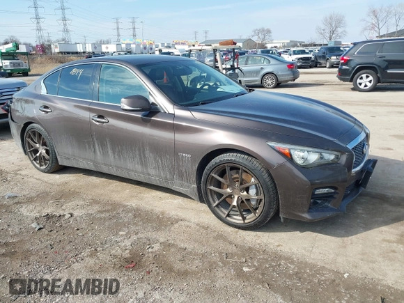 2014 Infiniti Q50 Hybrid Sport with VIN JN1AV7AR7EM703030, listed as a IAAI auction lot 41661844 with 128,202 mi miles. Bid and sale history available at carsss.com. Image 1.