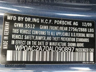 2010 Porsche Panamera Turbo with VIN WP0AC2A70AL090897, listed as a Copart auction lot 60986335 with 120,334 mi miles and Salvage title. Bid and sale history available at DreamBid. Image 12.