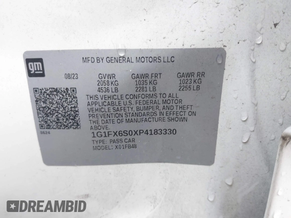 2023 Chevrolet Bolt EV 2LT with VIN 1G1FX6S0XP4183330, listed as a IAAI auction lot 42151483 with 66,179 mi miles and . Bid and sale history available at DreamBid. Image 9.