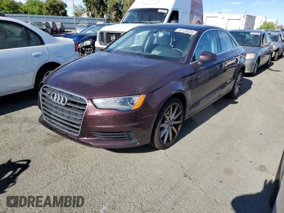 2015 Audi A3 2.0T Premium Plus with VIN WAUEFGFF0F1038059, listed as a Copart auction lot 61135833 with 58,787 mi miles. Bid and sale history available at carsss.com. Image 1.