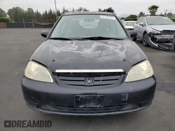 2001 Honda Civic EX with VIN 2HGES26761H549152, listed as a Copart auction lot 55165305 with 194,758 mi miles and Clean Title. Bid and sale history available at carsss.com. Image 5.