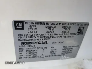 2014 Chevrolet Silverado 1500 LTZ with VIN 3GCUKSEC9EG201621, listed as a Copart auction lot 40653494 with 239,220 mi miles and Salvage Title. Bid and sale history available at DreamBid. Image 12.