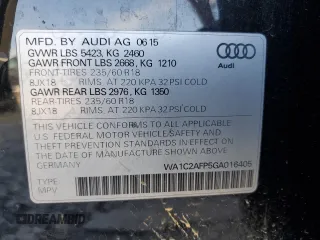 2016 Audi Q5 Premium with VIN WA1C2AFP5GA016405, listed as a Copart auction lot 42056425 with 107,010 mi miles and Salvage Title. Bid and sale history available at carsss.com. Image 12.
