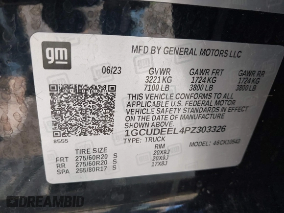2023 Chevrolet Silverado 1500 RST with VIN 1GCUDEEL4PZ303326, listed as a IAAI auction lot 41763597 with 16,257 mi miles and . Bid and sale history available at DreamBid. Image 9.