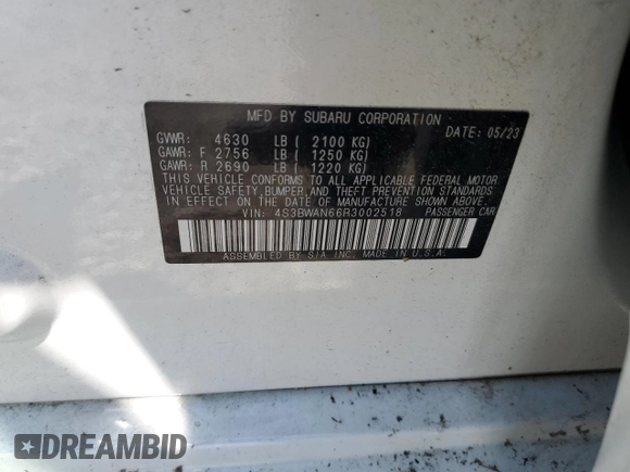 2024 Subaru Legacy Limited z VIN 4S3BWAN66R3002518, wystawiony jako Copart lot #57327925 z przebiegiem Nie podano mil oraz Tytuł czysty. Historia ofert i sprzedaży dostępna na DreamBid. Obrazek 13.
