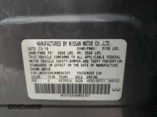 2019 Infiniti Q50 3.0t LUXE with VIN JN1EV7AR3KM590707, listed as a Copart auction lot 47486755 with 58,154 mi miles and Salvage Title. Bid and sale history available at carsss.com. Image 12.