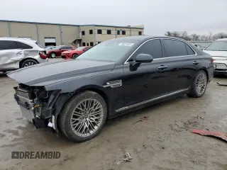 2021 Genesis G90 5.0L Ultimate with VIN KMTF54PH5MU090342, listed as a Copart auction lot 45631925 with 11,093 mi miles and Salvage Title. Bid and sale history available at carsss.com. Image 1.