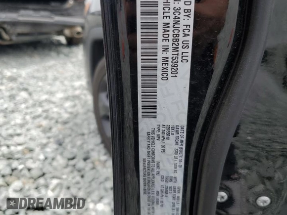2021 Jeep Compass Latitude with VIN 3C4NJCBB2MT539201, listed as a Copart auction lot 58325985 with 94,170 mi miles and Salvage title. Bid and sale history available at DreamBid. Image 13.