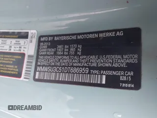 2013 MINI Hardtop z VIN WMWSU3C51DT686959, wystawiony jako IAAI lot #41020389 z przebiegiem 86 770 mil mil oraz . Historia ofert i sprzedaży dostępna na DreamBid. Obrazek 9.