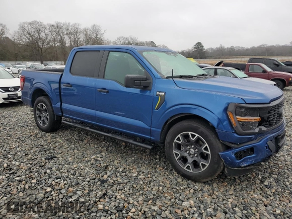 2024 Ford F-150 STX with VIN 1FTEW2KP1RFA60745, listed as a Copart auction lot 43377715 with 15,781 mi miles and Salvage Title. Bid and sale history available at carsss.com. Image 4.