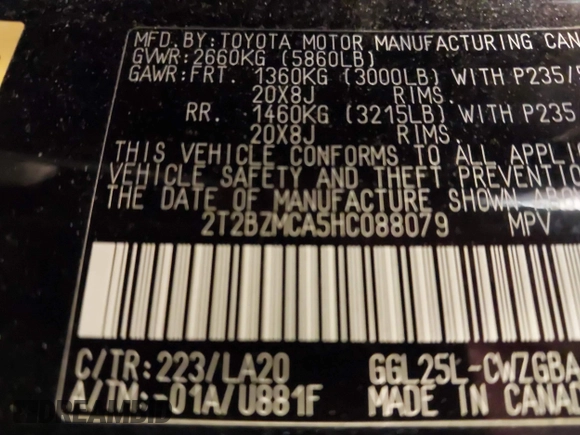 2017 Lexus RX 350 with VIN 2T2BZMCA5HC088079, listed as a IAAI auction lot 42502533 with 128,433 mi miles and . Bid and sale history available at DreamBid. Image 9.