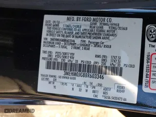 2011 Mercury Milan Premier with VIN 3MEHM0JG8BR603346, listed as a IAAI auction lot 41958444 with 124,860 mi miles. Bid and sale history available at carsss.com. Image 9.