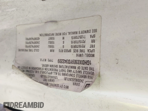 2000 Oldsmobile Silhouette GL z VIN 1GHDX03E9YD342209, wystawiony jako IAAI lot #41975924 z przebiegiem 147 311 mil mil oraz . Historia ofert i sprzedaży dostępna na DreamBid. Obrazek 9.
