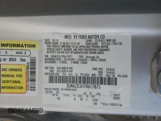 2015 Lincoln MKZ Hybrid z VIN 3LN6L2LU1FR617875, wystawiony jako Copart lot #55761545 z przebiegiem 75 321 mil mil oraz Szkoda całkowita • Salvage title. Historia ofert i sprzedaży dostępna na DreamBid. Obrazek 12.
