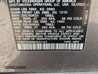 2022 Volkswagen Atlas SE with VIN 1V2KP2CA0NC522197, listed as a Copart auction lot 69316214 with 29,356 mi miles and Salvage title. Bid and sale history available at DreamBid. Image 13.