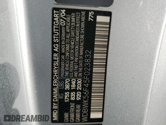 2005 Mercedes-Benz SLK 230/320 z VIN WDBWK56F45F023832, wystawiony jako Copart lot #49500305 z przebiegiem 72 348 mil mil oraz Szkoda całkowita • Salvage title. Historia ofert i sprzedaży dostępna na DreamBid. Obrazek 12.