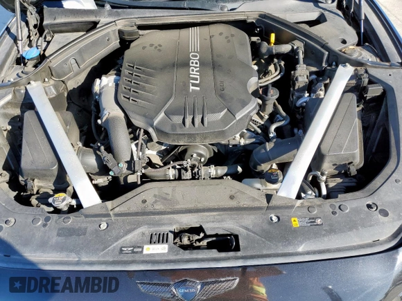 2019 Genesis G70 Advanced with VIN KMTG34LE1KU027824, listed as a Copart auction lot 46900135 with 42,325 mi miles and Salvage title. Bid and sale history available at DreamBid. Image 11.