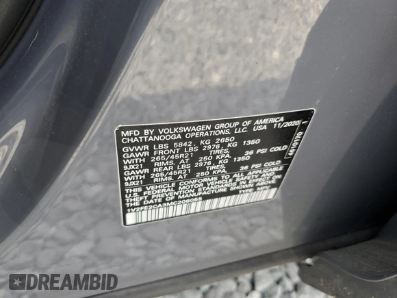 2021 Volkswagen Atlas SEL Premium R-Line with VIN 1V2FE2CA3MC206055, listed as a Copart auction lot 60788985 with 66,180 mi miles and Salvage title. Bid and sale history available at DreamBid. Image 14.