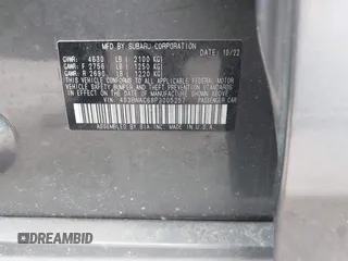 2023 Subaru Legacy Premium с VIN 4S3BWAC68P3005257, выставлен на аукционе IAAI как лот 41937108 с пробегом 88 936 миль миль и . История ставок и продаж доступна на DreamBid. Изображение 9.