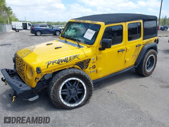 2018 Jeep Wrangler Unlimited Sport z VIN 1C4HJXDN2JW324872, wystawiony jako IAAI lot #42112231 z przebiegiem 80 412 mil mil oraz . Historia ofert i sprzedaży dostępna na DreamBid. Obrazek 2.