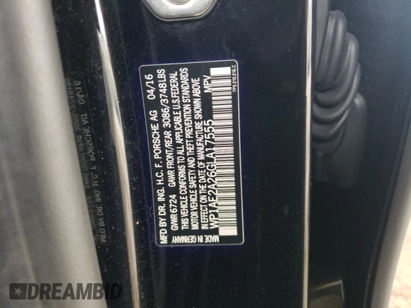 2016 Porsche Cayenne S E-Hybrid with VIN WP1AE2A26GLA17555, listed as a Copart auction lot 44078415 with 56,830 mi miles and Clean title. Bid and sale history available at DreamBid. Image 12.