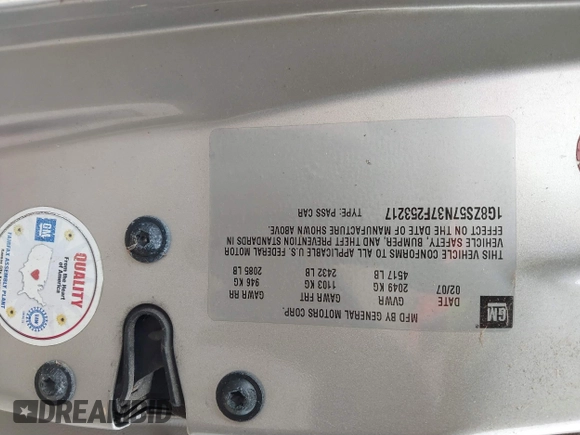 2007 Saturn Aura XE z VIN 1G8ZS57N37F253217, wystawiony jako IAAI lot #41901571 z przebiegiem 123 527 mil mil oraz . Historia ofert i sprzedaży dostępna na DreamBid. Obrazek 9.