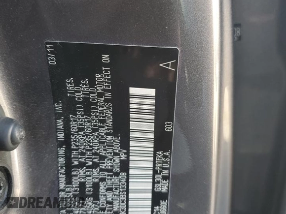 2011 Toyota Sienna LE AAS с VIN 5TDKK3DC3BS133408, выставлен на аукционе Copart как лот 72582564 с пробегом 128 168 миль миль и Списание • Salvage title. История ставок и продаж доступна на DreamBid. Изображение 13.