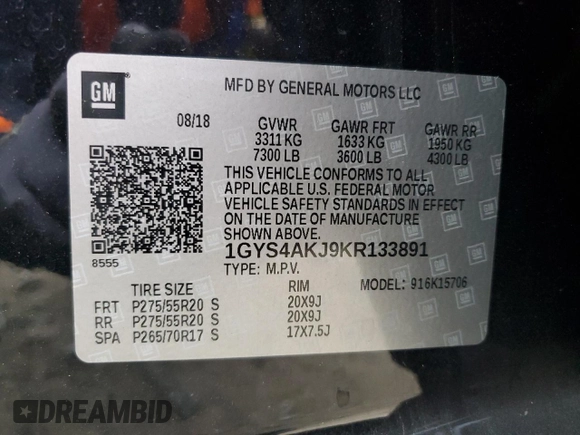 2019 Cadillac Escalade z VIN 1GYS4AKJ9KR133891, wystawiony jako Copart lot #80752144 z przebiegiem 77 000 mil mil oraz Szkoda całkowita • Salvage title. Historia ofert i sprzedaży dostępna na DreamBid. Obrazek 14.