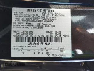 2015 Ford Fusion Titanium with VIN 3FA6P0K91FR168665, listed as a IAAI auction lot 41852403 with 138,711 mi miles. Bid and sale history available at carsss.com. Image 9.