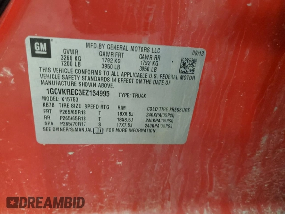 2014 Chevrolet Silverado 1500 LT with VIN 1GCVKREC3EZ134995, listed as a Copart auction lot 50768255 with 161,729 mi miles and Salvage Title. Bid and sale history available at DreamBid. Image 13.