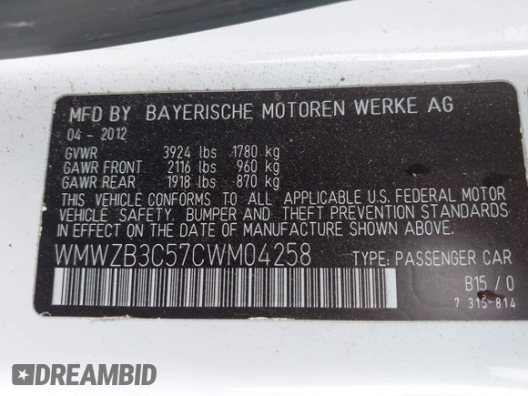 2012 MINI Countryman with VIN WMWZB3C57CWM04258, listed as a IAAI auction lot 42116867 with 168,550 mi miles and . Bid and sale history available at DreamBid. Image 9.