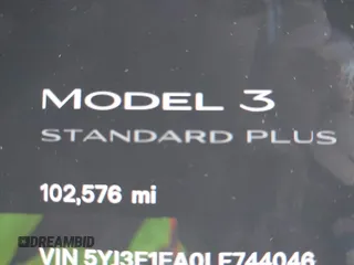 2020 Tesla Model 3 Standard Range Plus with VIN 5YJ3E1EA0LF744046, listed as a IAAI auction lot 41939894 with 102,576 mi miles. Bid and sale history available at carsss.com. Image 15.