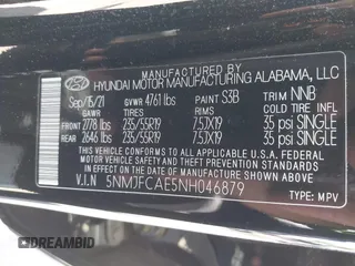 2022 Hyundai Tucson SEL z VIN 5NMJFCAE5NH046879, wystawiony jako IAAI lot #42295125 z przebiegiem 24 448 mil mil oraz . Historia ofert i sprzedaży dostępna na DreamBid. Obrazek 9.